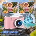 thumbnail image 4 of 4K Kids Camera, 2.4" Flip Screen, 32GB SD Card, Compact Digital Camera for Teens & Beginners, Pink, 4 of 10