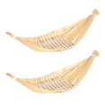 thumbnail image 1 of Bamboo Weaving Basket Tray 2Pcs Khaki Snack Holder Eco-Friendly Material for Home, 1 of 3