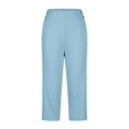 thumbnail image 3 of Textilo Womens Golf Capris Elastic High Waisted Side Slit Stretch Trousers with Pockets Straight Leg Button Pant Golf Yoga Work Lightweight Summer Casual Clothes,Sky Blue M, 3 of 6