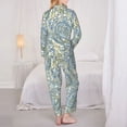 thumbnail image 3 of Pajamas for Women Set - Blue Green Paisley Comfy Long Sleeve Button Up Pajama Sets for Women 2 Piece, Soft Sleepwear Nightwear Pjs Lounge Sets for Women with Pockets, 3 of 6