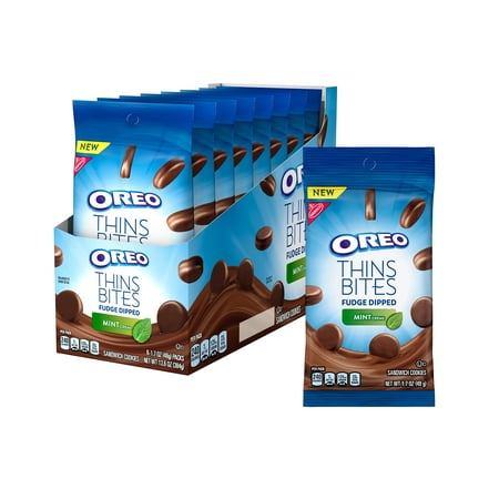 Oreo Thins Bites Fudge Dipped Mint Creme, 13.6 Oz (Best Cookies And Cream Ice Cream Brand)