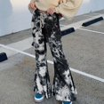 thumbnail image 2 of Bell Bottom Pants for Women Elastic Waist Drawstring Wide Leg Pants Trendy Tie Dye Baggy Flowy Flared Lounge Trousers, 2 of 5
