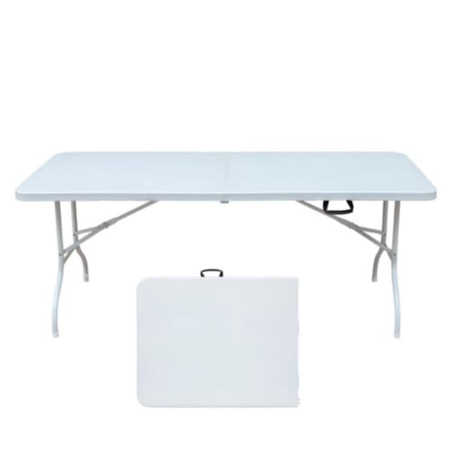 Bingirl 6FT Portable Folding Table with Handle - Lightweight, Heavy - Duty Plastic Table with Waterproof and Scratch - Resistant Surface