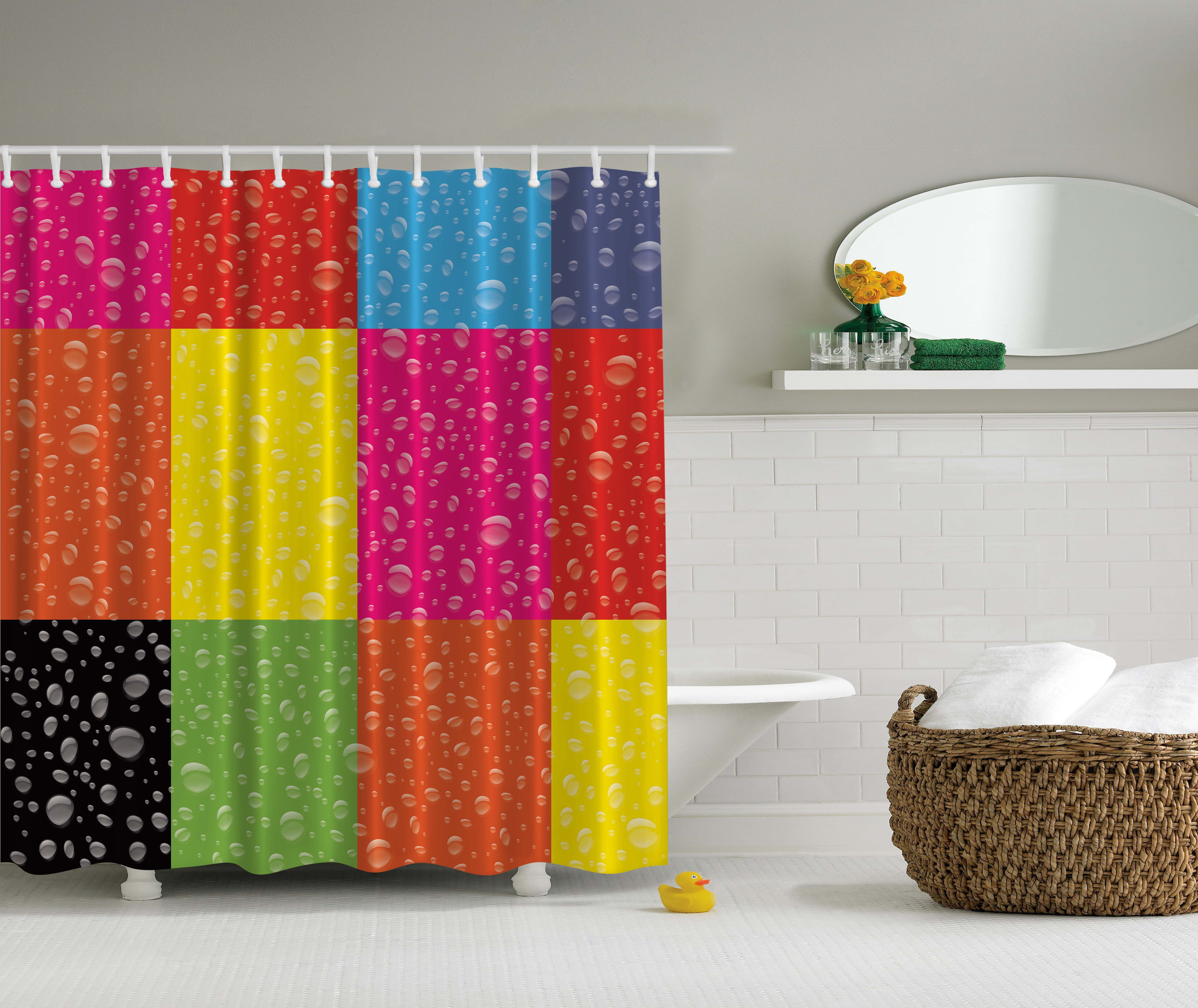 Colorful Rectangular Shapes Water Drops Romantic Cheerful XLong Shower
