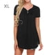 thumbnail image 1 of Camiseta de mujer de manga corta con cuello en V y blusa suelta plisada, negro, XL Yuarrent AP001587-12, 1 of 7