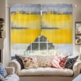 thumbnail image 2 of Abstract Gray Yellow Swag Curtain Valance for Windows, Strip Geometric Window Treatments Short Swag Topper for Kitchen Windows Bathroom Bedroom, 36"x63", 2 of 8
