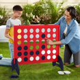 thumbnail image 4 of Costway 4-in-a-row Game Set with 42 PCS Chips & 600D Oxford Fabric Carrying Bag Wooden Red, 4 of 10