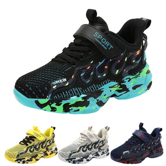 WUANDIXFA Kids Shoes Lightweight Mesh Slip On Running Walking Athletic Boys Girls Sneakers (Dark Blue, 2.5)