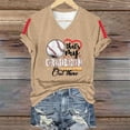 thumbnail image 6 of Bovemsi Women's Baseball Season Solid Color Sports Top V Neck Loose Short Sleeved Shirt, Yellow Women's Summer Short Sleeve T-Shirts, S, 6 of 6