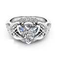 thumbnail image 3 of HeartsAndYou 1.6ct Trillion Cut Moissanite Engagement Ring for Women 18k White Gold Over Silver Antique Inspired Unique, 3 of 7