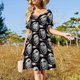 thumbnail image 4 of Vestido de manga corta con estampado de bosque de setas para mujer, elegante vestido de verano para boda y noche., 4 of 7