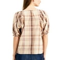 thumbnail image 2 of I.N.C Womens Plaid Pullover Blouse, Brown, Medium, 2 of 7