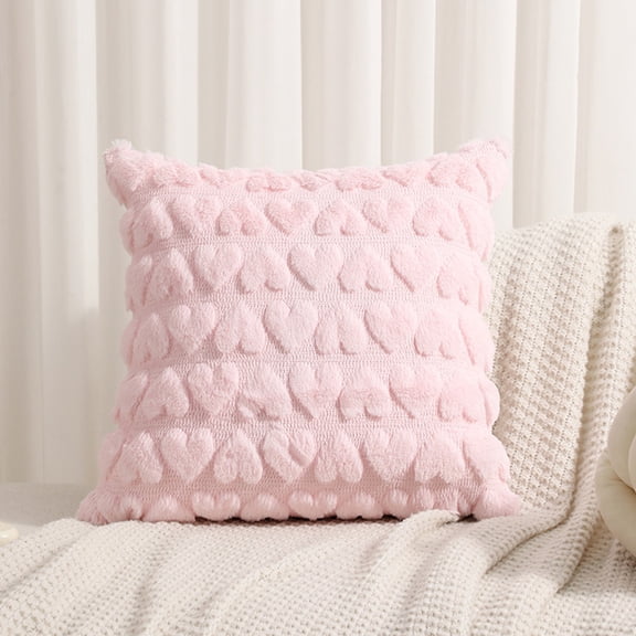 KCEHTA Valentines Pillow Covers 18x18 inch Soft Plush Cute Heart Throw Pillow Covers Decorative Pillowcase Cushion Cover for Sofa Couch Bed Living Room Wedding Anniversary Valentines Day Decorations
