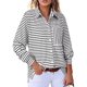thumbnail image 1 of Camisa Astylish 2025 para mujer, cuello en V, a rayas, con botones, color negro, XXL, 1 of 6