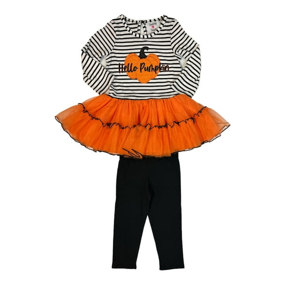 Counting Daisies Girl's Hello Pumpkin 2-Piece Tunic Tutu & Legging Set (2T)
