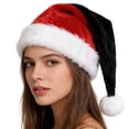 thumbnail image 2 of LNZGNM Christmas Unisex Plush Santa Hat, Festive Holiday Hat for Christmas Parties, Go-to Staple, Simple Style Hat,Red(One Size), 2 of 6