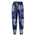 thumbnail image 7 of Women's Cotton Linen Plus Size Capri Pants Drawstring Elastic High Waist Boho Vintage Print Summer Loungewear Pants 2025 Blue 01,M, 7 of 7