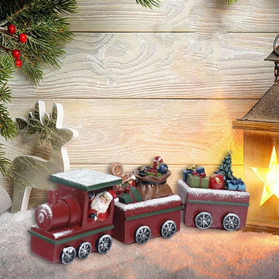 perfeclan Christmas Train Decor Train Figurine Christmas Theme Decor Crafts Resin Xmas Gift Cute for Tabletop Centerpiece Party Desktop