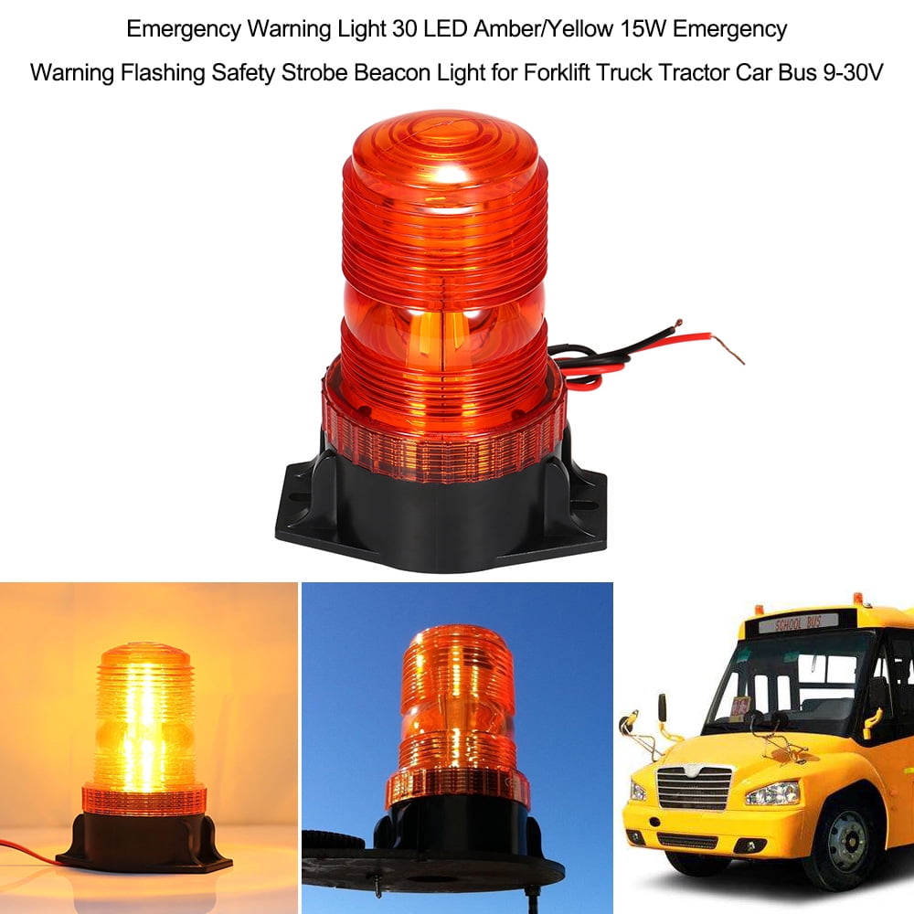 30 LED Emergency Warning Strobe Light 12V Rotating Beacon Amber Forklift Truck 