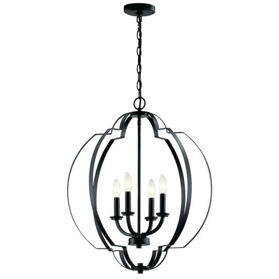 42138BK Kichler Lighting Voleta - 4 light Large Foyer Pendant - 26.25 inches tall by 22 inches wide-Black Finish    -Traditional Installation