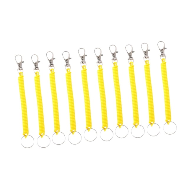 10 unidades de cordón elástico en espiral para teléfono, llavero elástico antirrobo, resorte Amarillo