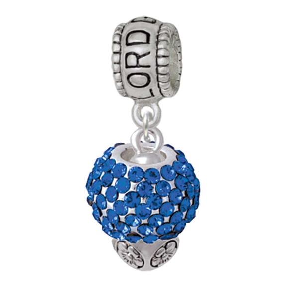 Delight Jewelry Silvertone Blue Crystal Sparkle Spinner Lord Guide Me Charm Bead
