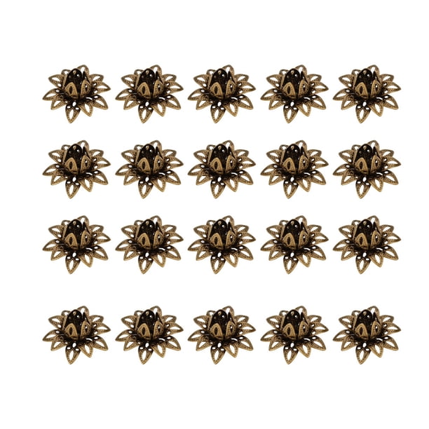 20PCS Accesorios de bricolaje Cuentas de loto Tapas de flores Colgantes Encantos Espaciadores huecos Tapas de extremo para joyería Collar Fabricación de pulseras (Verde antiguo)