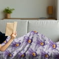 thumbnail image 3 of Violet Soft Flannel Fleece Blanket, Tropical Orchid Flowers Watercolor Style Hawaiian Nature Inspirations, Cozy Plush for Indoor and Outdoor Use, 50" x 70", Pale Mauve Violet Orange, by Ambesonne, 3 of 5