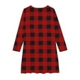 thumbnail image 5 of Delliss Autumn Winter Girls' Christmas Checkered Print Long Sleeve Crew Neck Dress 4-14 Years, 5 of 5