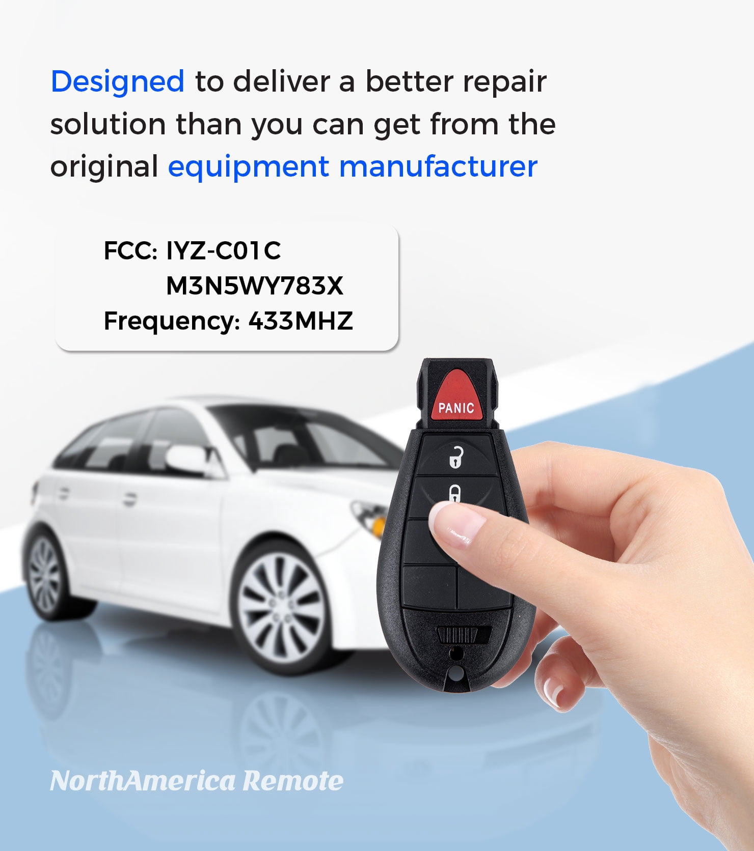 Replacement Smart Key Fob with DIY Setup Tool Compatible for Dodge Ram 1500 2500 3500 2008-2012 Grand Caravan 2008-2020, Keyless Entry Remote FCCID IYZ-C01C or M3N5WY783X