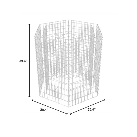 Gecheer Hexagonal Gabion Raised Bed 39.4"x35.4"x39.4", Galvanized Steel Gabion Baskets Outdoor Garden Gabion Wall Planter Stone Basket, Gabion Planter Fencing Patio Gabion Basket