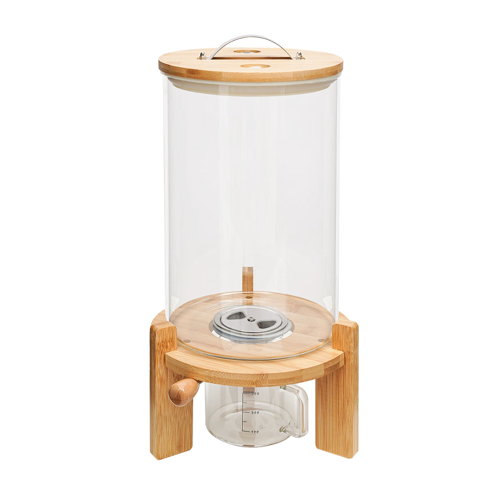 Loyalheartdy 7.5L Glass Airtight Food Storage Container Rice Grain Cereal Dispenser W/ Lids