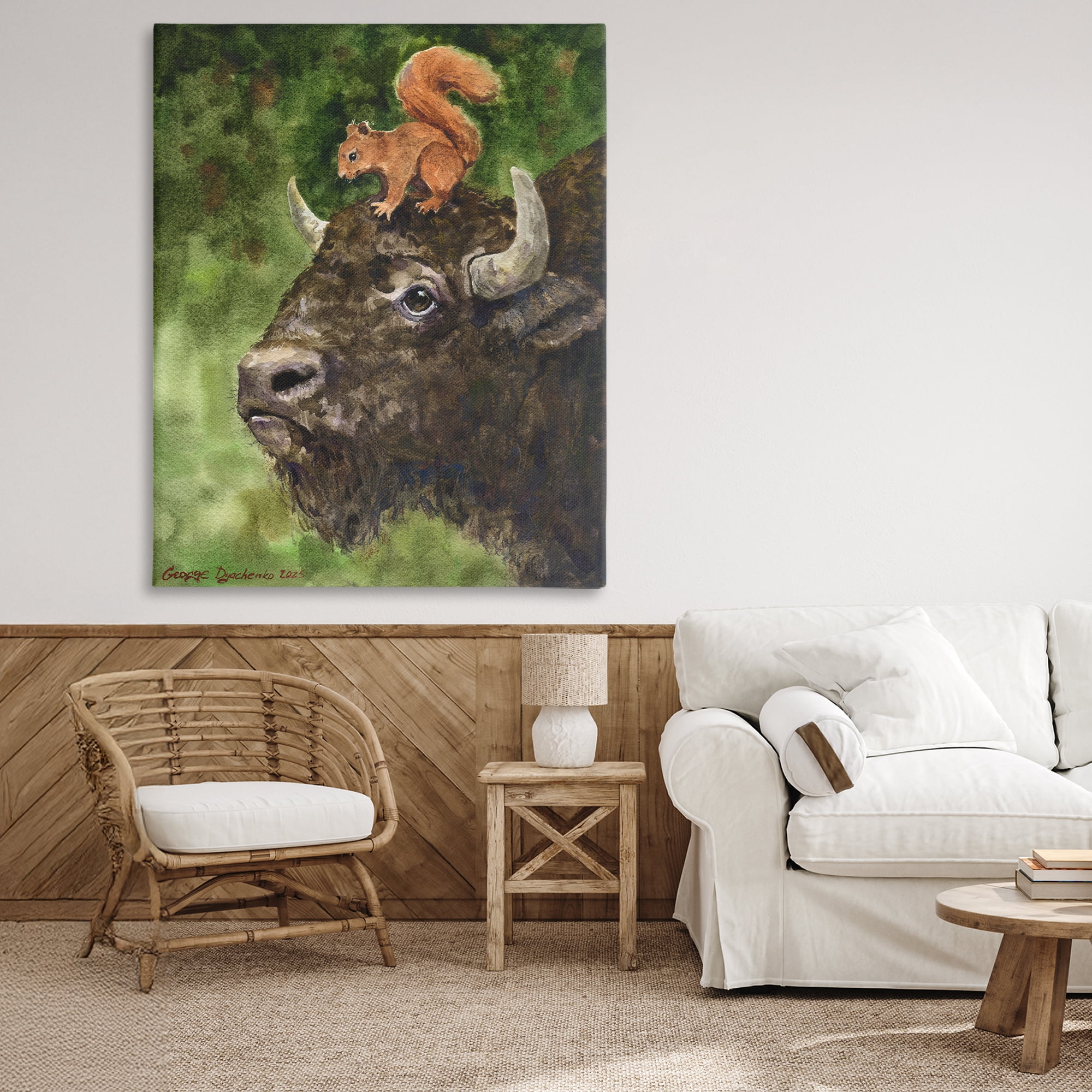 Stupell Industries Bison & Squirrel Duo Canvas Wall Art, design by George Dyachenko