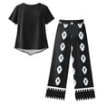 thumbnail image 6 of Capri Sets Women 2 Piece Outfits Casual Summer Wide Leg Crop Pants and Top Matching Suits, 6 of 6