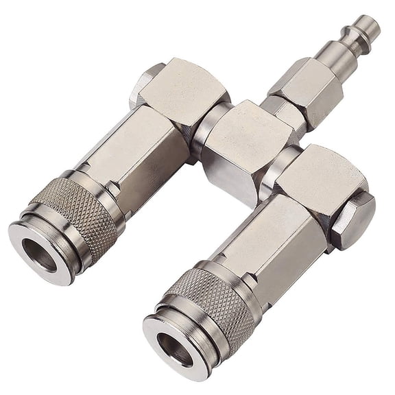 Air Hose Connector- 2 Way Air Hose Splitter,1/4 In NPT, Air Compressor Accessories Fittings, Swivel 360 Degrees Connectors.