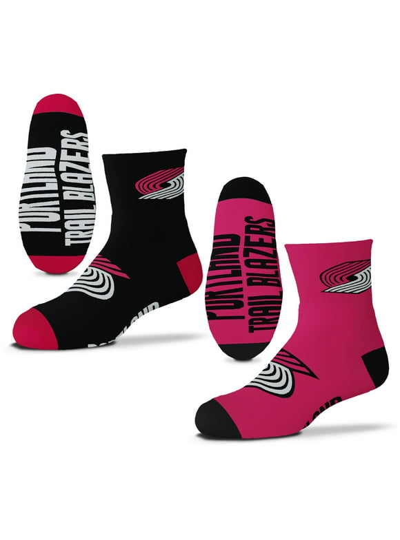 Youth For Bare Feet Portland Trail Blazers Two-Pack Quarter-Length Team Socks