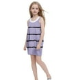 thumbnail image 3 of Girls Spaghetti Strap Dresses with Pockets Size 5-14 Cute Sundresses Teens Kids Casual Stripe Printed Pullover Loose Short Mini Dress, 3 of 5