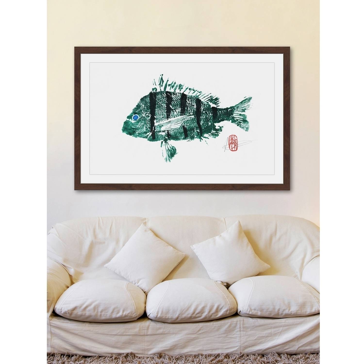 "Sheepshead in Green" Framed Painting Print