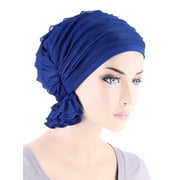 Turban Plus The Abbey Cap ® Womens Chemo Hat Beanie Scarf Turban for Cancer Ruffle Royal Blue