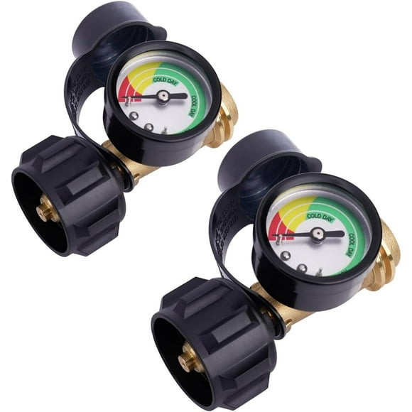 2 Pack Upgraded Propane Tank Gauge for 5-40 lb Propane Tank, Propane Level Indicator, Perfect for Propane Heater, Fire Pit, Gas Grill and More, QCC1/Type 1 Connection