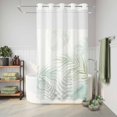 thumbnail image 6 of No Hook Shower Curtain, Summer Botanical Shower Curtains for Bathroom with See Through Top Window, Green Tropical Palm Leaves Watercolor Waterproof & Washable Bath Curtain Narrow 54"x78", 6 of 9