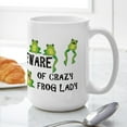 thumbnail image 6 of CafePress - Beware Of Crazy Frog Lady Mug - 15 oz Ceramic Large White Novelty Mug, 6 of 6