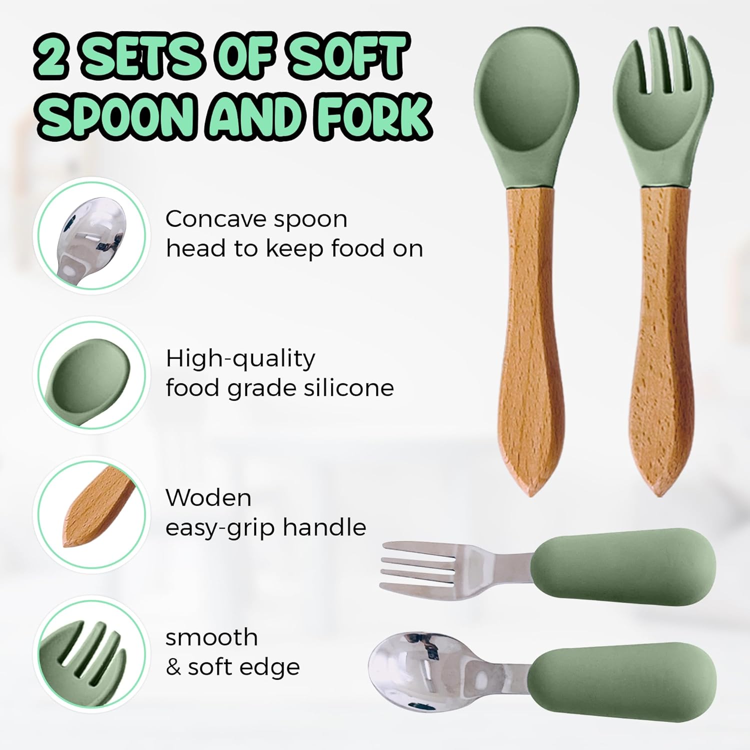 Baby Feeding Set 12 Piece Led Weaning Supplies Suction Bowl and Plate, Divided Plate, Spoon, Fork, Cup, Adjustable Bib Baby Self Feeding Utensils