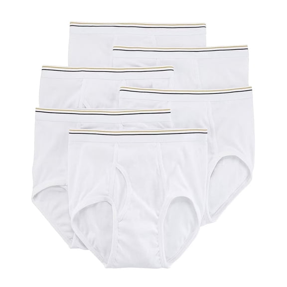 Stafford Men's 6-Pack Full Cut Blended Cotton Briefs, White, Size 38