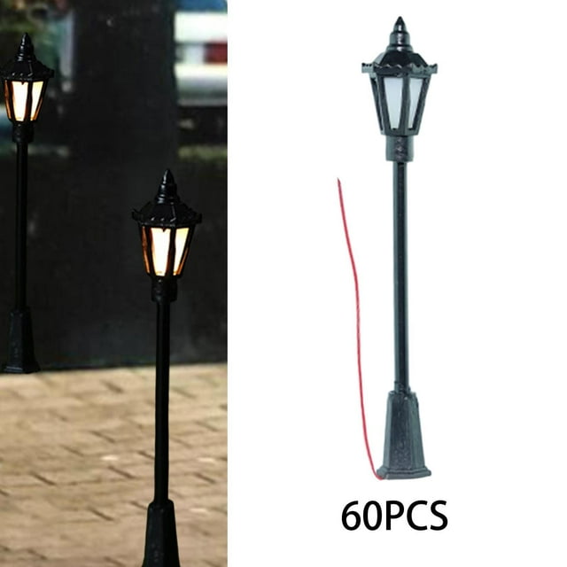 BELOVING 1/87 Scale Post Light DIY Accs Miniature Outdoor Lighting for Window Display 60pcs