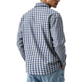 thumbnail image 6 of Stretch Fabric Checkered Long Sleeve Button Up Shirt for Men Classic Gingham Pattern Lapel Collar Regular Fit Lightweight Business Work Casual Easy Outfit Pairing Shirts 3XL, 6 of 6