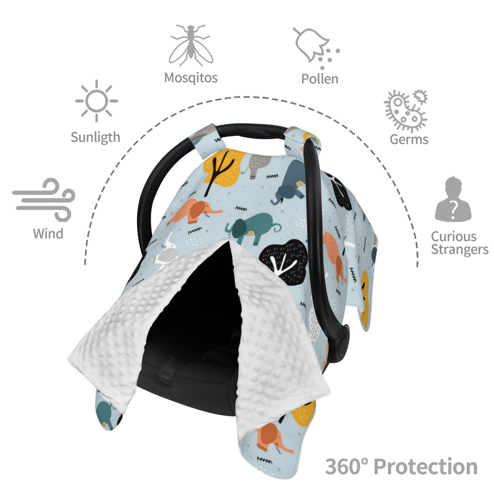 Car Seat Cover Baby - elephant tree Breathable Infant Car Seat Cover for Baby Carseat, Lightweight Comfort Baby Essentials Must Haves Newborn Stuff for Girl Boy