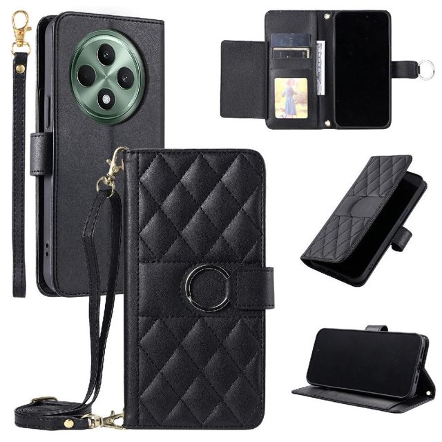 Funda tipo billetera GANGXUN para OPPO Reno 12F – Tapa abatible con correa para mujer