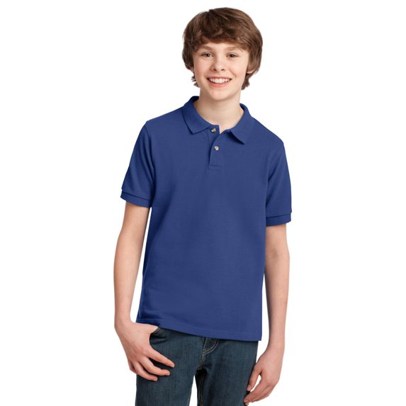 Port Authority Y420 Youth Pique Knit Polo Shirt - Royal - Medium