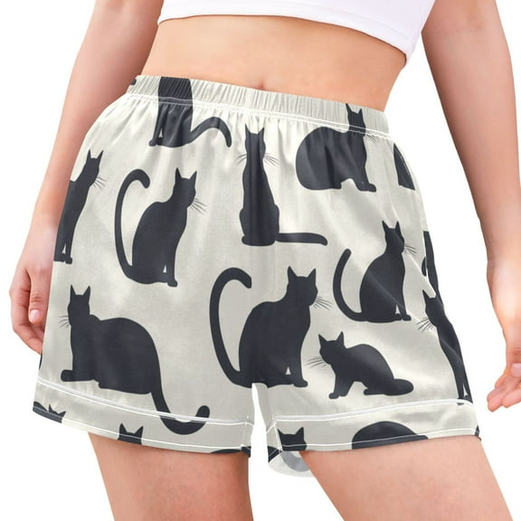joogoo Women's Pajama Lounge Shorts Cat Pattern Bottoms Sleep Short M